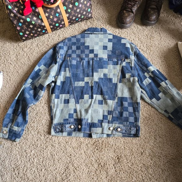 Louis Vuitton distressed blue damoflage jacket size medium - Picture 2 of 6